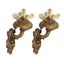 Substantial Pair of Antique Cast Bronze Theater Sconces, E.F. Caldwell, NSP1841