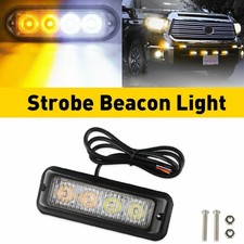 Amber Car Truck White 4 Warning LED Beacon Flash Hazard Fit Strobe