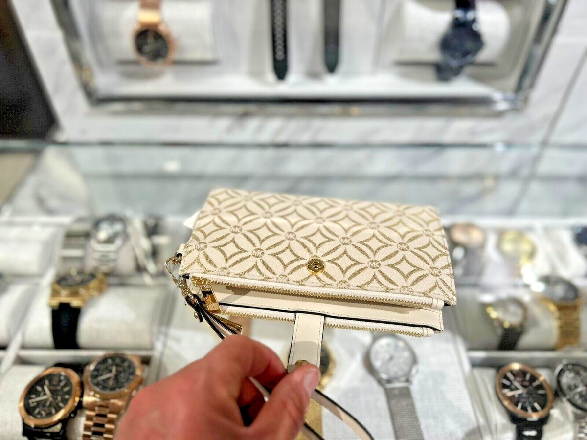 Michael Kors Jet Set Wallet Large Double Zip Wristlet Pale Michael Kors Jet Set Wallet Large Double Zip Wristlet Pale
