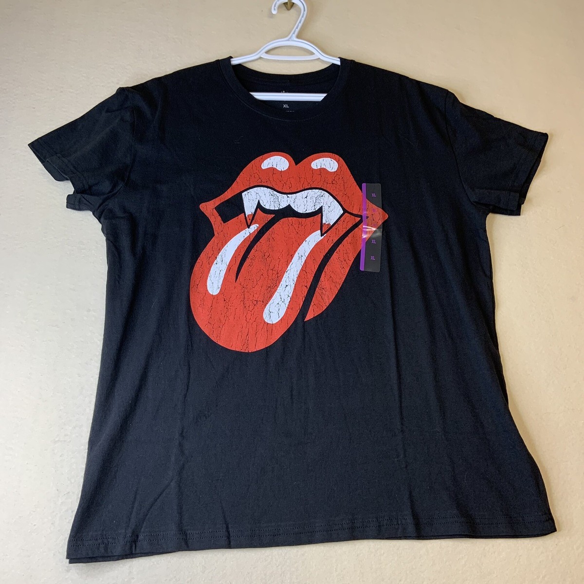 The Rolling Stones Men's Officially Licensed Distressed Tongue