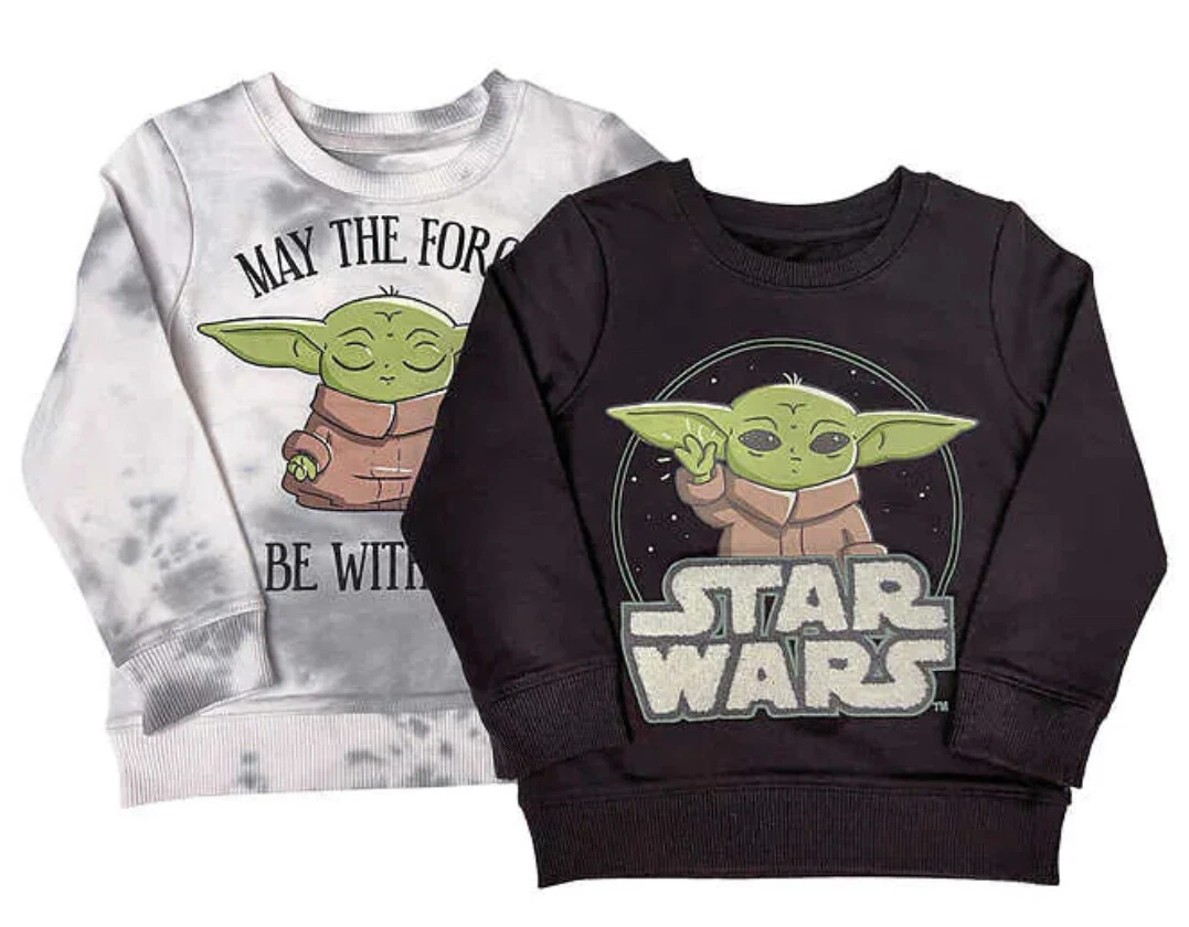 Boys Lot of 2 Pack Star Wars Grogu Mandalorian Crewneck Sweatshirt Shirt 5 yrs