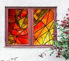 3D Red Triangle A576 Window Film Print Sticker Cling Stained Glass UV Zoe