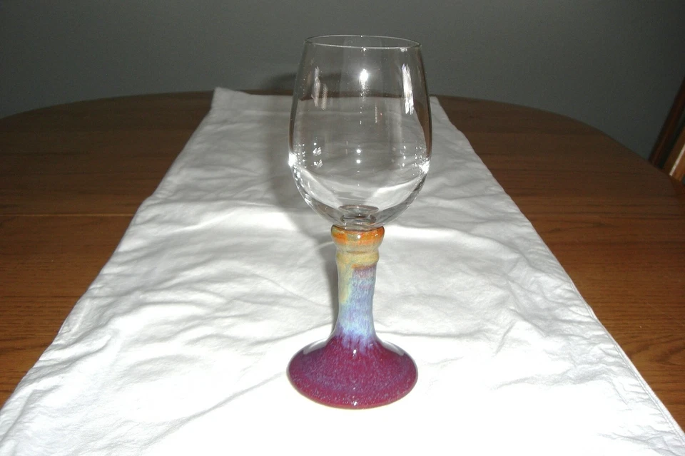 水酒杯,玻璃,陶瓷底部,玻璃上衣,手工编织和涂漆,8 — 第 2/4 张图片