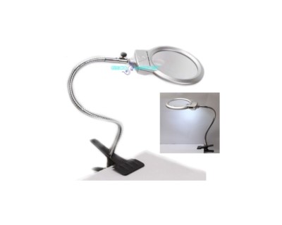 Lente di ingrandimento da tavolo con morsetto clip luce led 2x