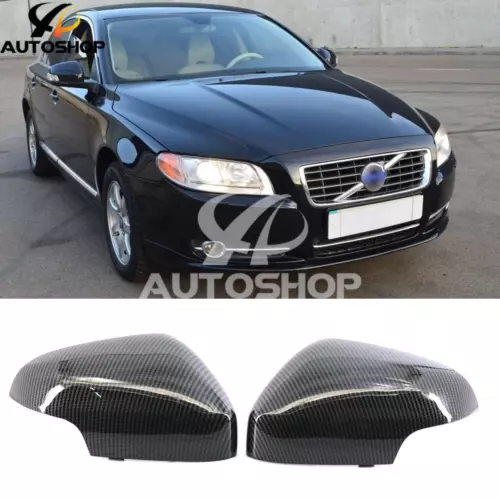 PAIR Door Side Wing Mirror Cover Caps For Volvo 2007-2011 S80 2010-13 C30 C70 T5
