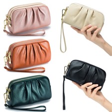 Women's Change Wallet Leather Pouch Coins Pocket Purse Handbag with Wrist Strap