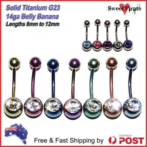 Titanium G23 Solid Banana 14ga Body Piercing Jewellery Bar Ring Belly Navel - 第 1/24 張圖片
