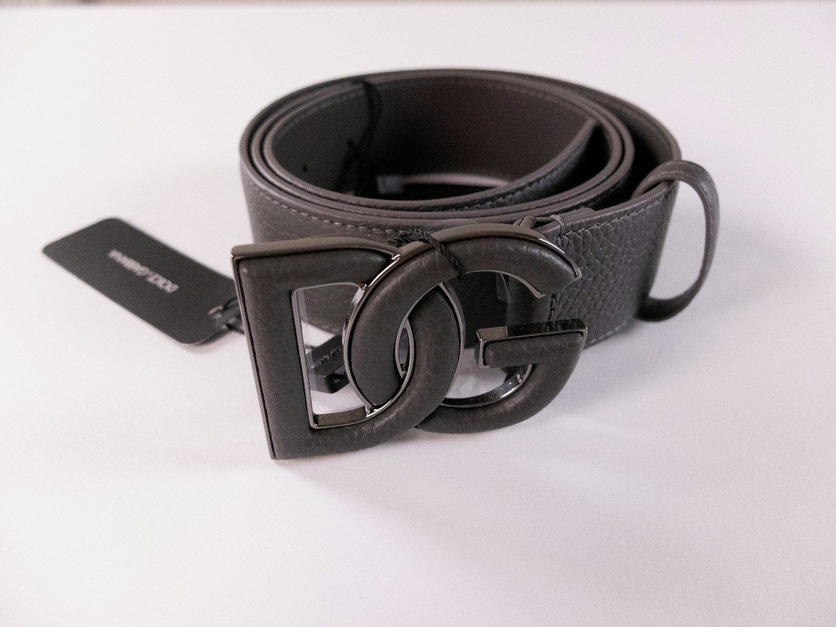 DOLCE & GABBANA gray DG buckle leather belt Size 105 38