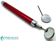 Dental Examination Mirror Red Handle Bright Light Removable W/ MirrorS #4 & #5