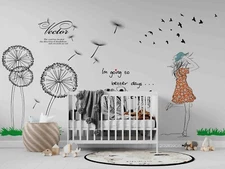 3D Bike Girl Dandelion Wallpaper Wall Mural Removable Self-adhesive Sticker4723