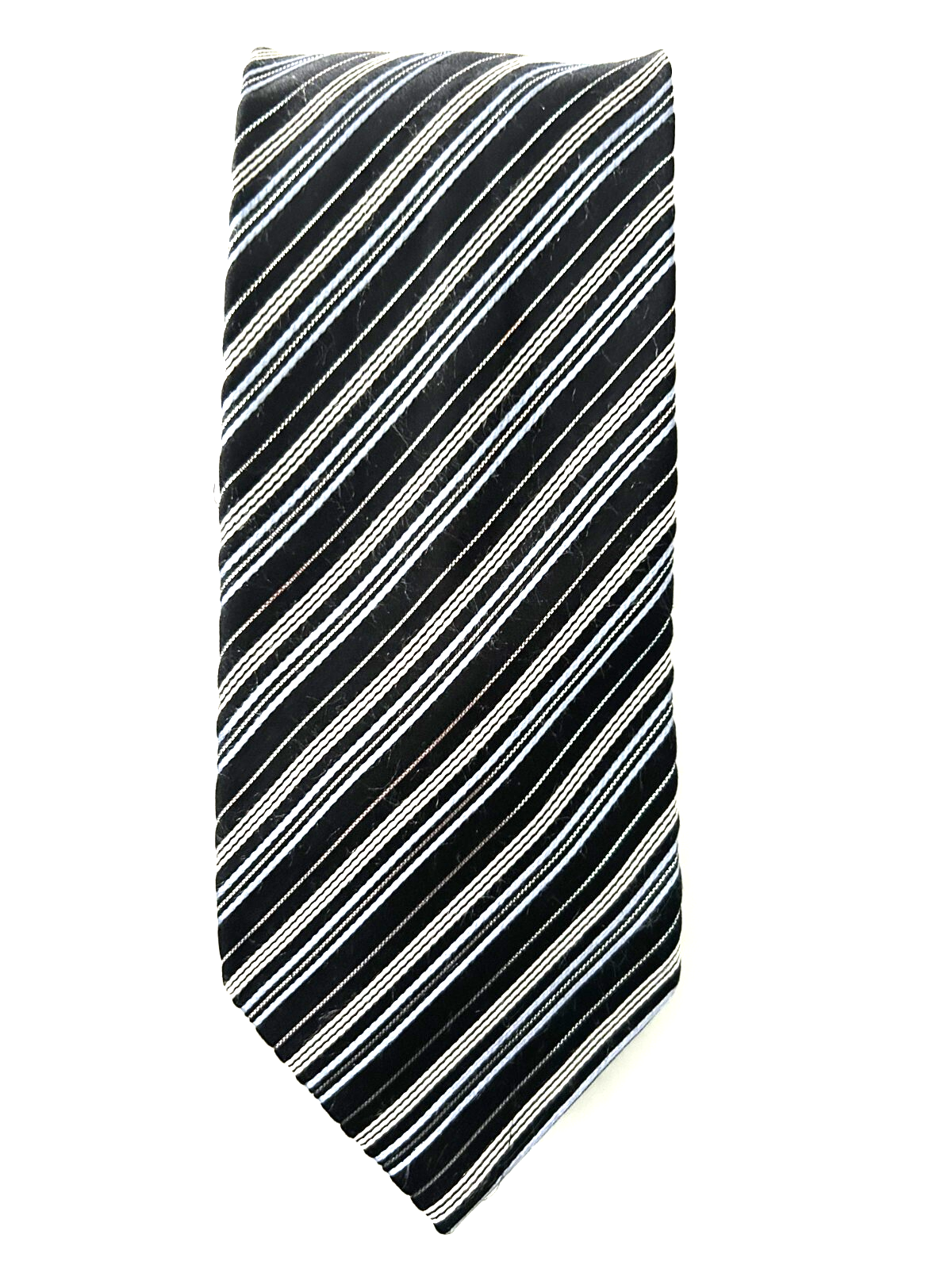 Van Heusen Blue Black Silver Striped Handmade Silk Tie for Men