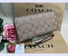 Coach Long Zip Around In Signature Canvas Brown/Redwood C4452 Japan New