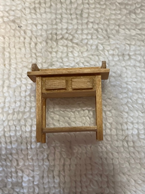 Oak color wood kitchen cart for miniature dollhouse, New, vintage 1/2"?