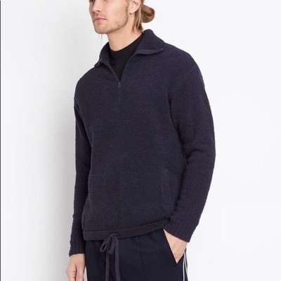 Vince Medium Mock Zip Sweater Coastal Blue
