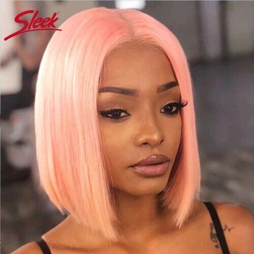 Rosa Bob Perücken blond rosa glatt Lace Front Echthaarperücke Lace vorgezupft - Bild 20 von 21