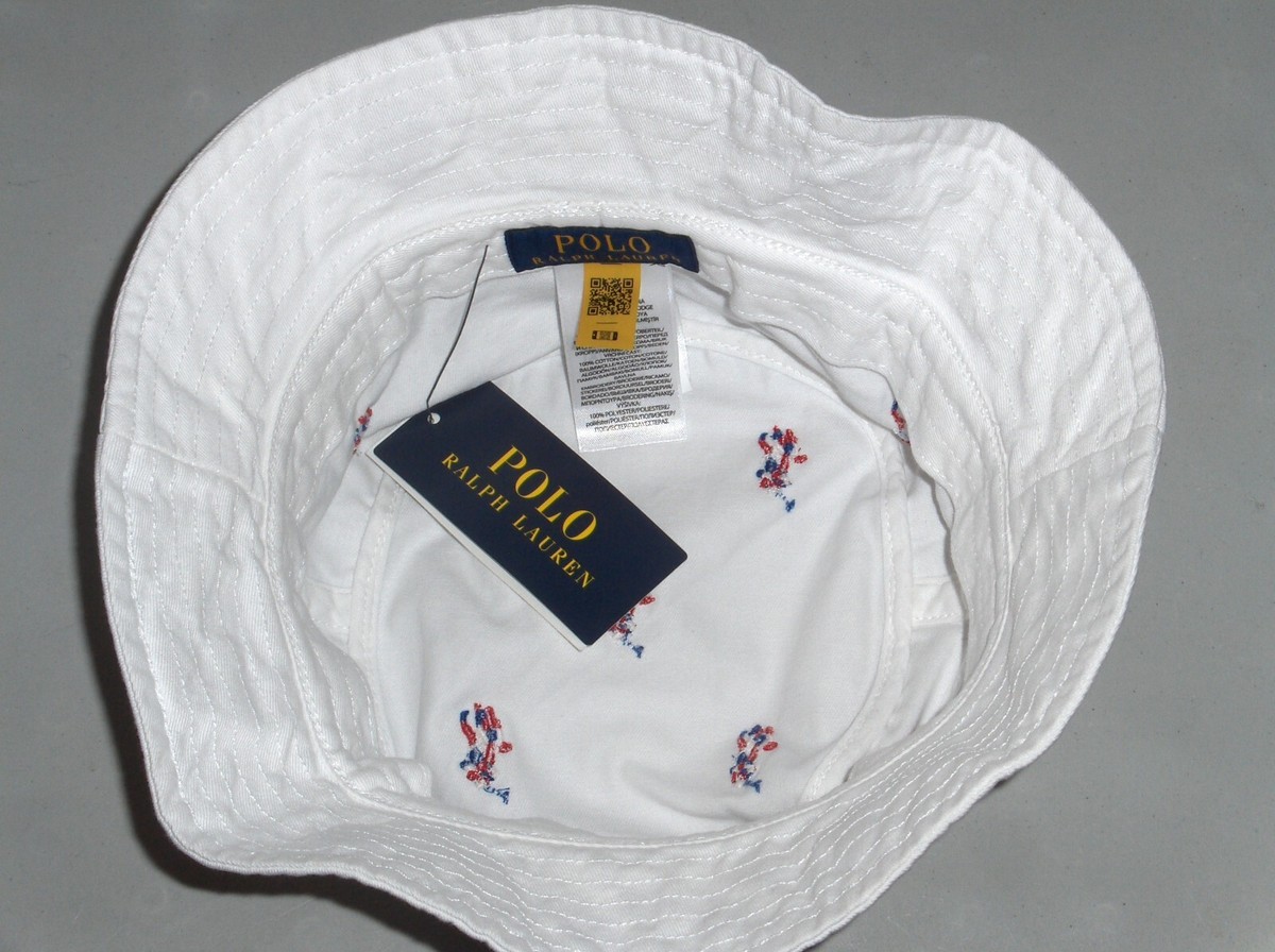 ☆POLO RALPH LAUREN☆ Cotton Chino Bucket Hat White MAPOHGS0 Polo Ralph Lauren Men`s Cotton Chino Baseball Cap (White