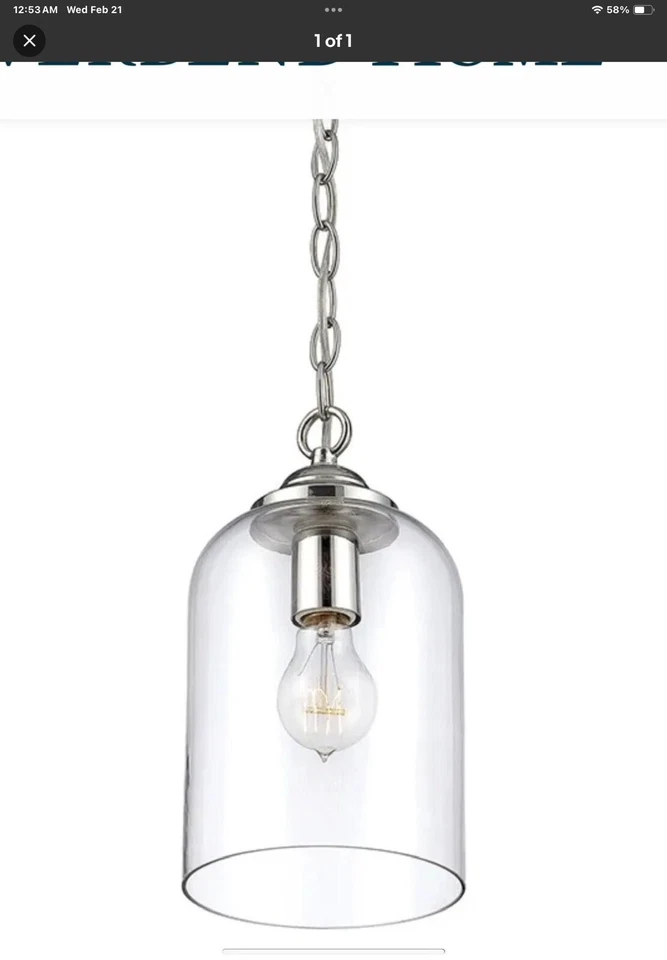 Savoy House Lighting Pendant With Polished Nickel Finish. New In Box - Image 2 of 4