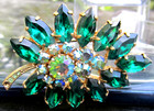 Marquises Ab Brooch Antique Pronged Vintage Juliana D&E DeLizza Elster Emerald