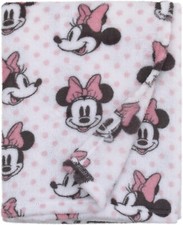 Disney Minnie Mouse, Pink, White And Black Super Soft Plush Baby Blanket