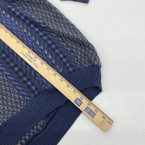 Cotton traders Sweater Men 2XL 3D Chunky Blue Cosby 80's 90's Y2K biggie Hip hop - Picture 6 of 11