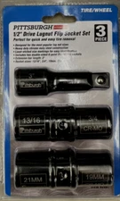 (NEW) Lug Nut 3 Pc 1/2 Flip Impact Socket METRIC/SAE Mag Wheel Thin Wall DRIVE