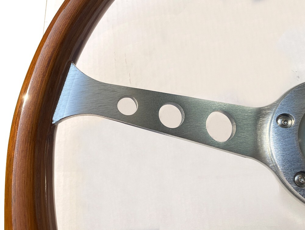 380mm Classic Grain Wooden Steering Wheel 1.75'' Depth Silver - Foto 14