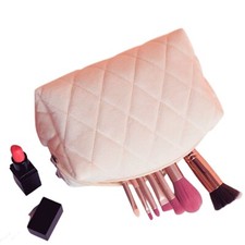 Small Makeup Pouch/ Plush Makeup Bag/ Quilted Makeup Bag/ Bridesmaid Makeup Bag
