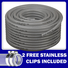 PVC HOSE Clear Flexible Reinforced Braided Tube Pipe & FREE STAINLESS HOSE CLIPS