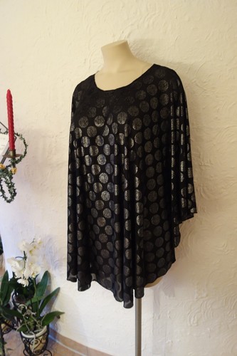 MAGNA Glitzer Tunika Poncho 44 - 56 EG NEU schwarz silber 120 cm weit LAGENLOOK - Bild 3 von 5