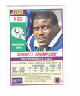 Donnell Thompson Indianapolis Colts #99 DE #195 Score 1990 Football ...