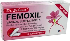 FEMOXIL Vaginal Suppositories - Natural Plant-Based Formula. pH Balance