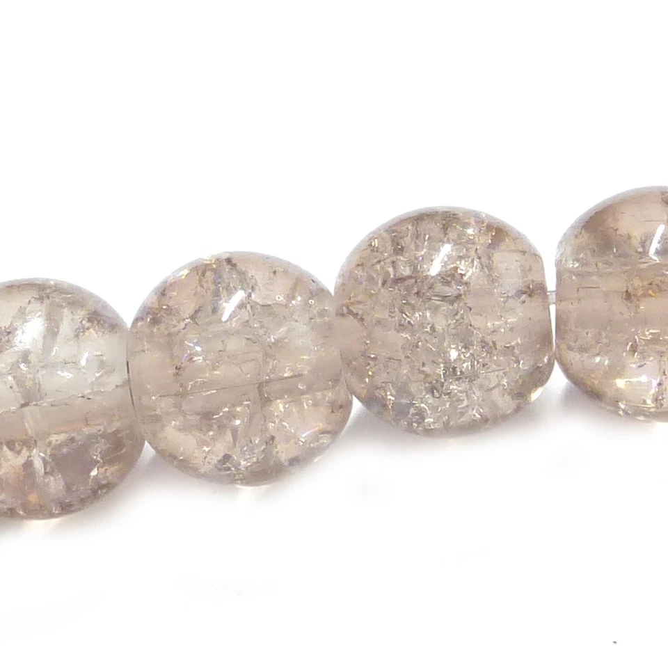 Glasperlen Crackle rund 8 mm ecru sand ca. 105 Perlen Spacer nenad-design - Bild 3 von 4