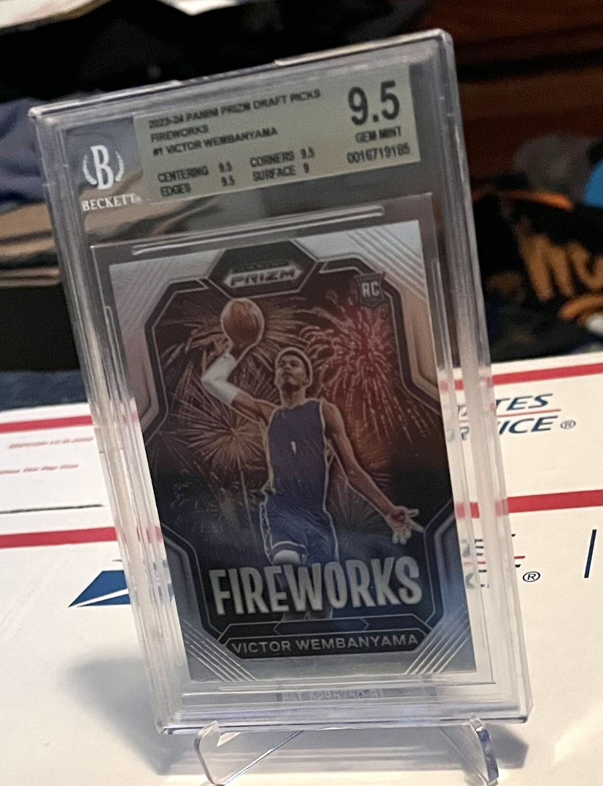 2023 Prizm Draft Picks Victor Wembanyama #1 Fireworks Insert Rookie BGS 9.5