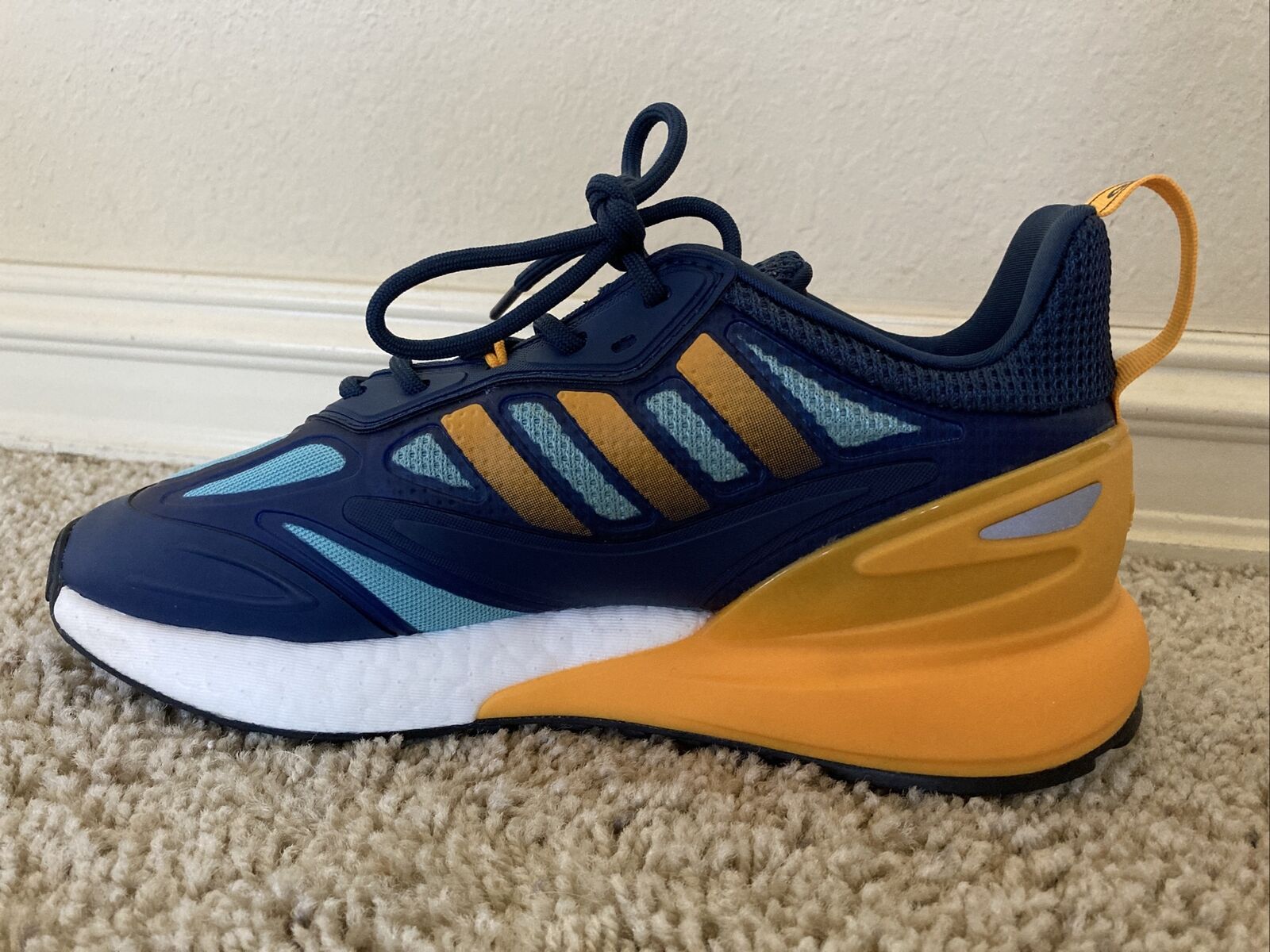 Adidas Oniginals ZX 2K Boost 2.0 Shoes Sneakers Blue Yellow 