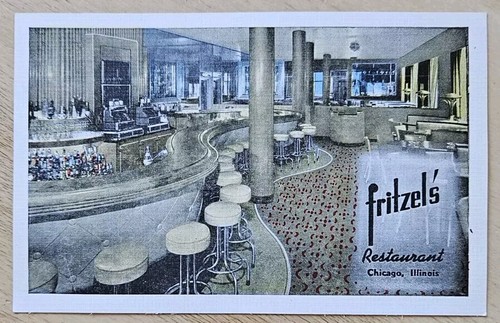 Chicago IL, Fritzel's Restaurant Leinen Postkarte Illinois Vintage unbesendet
