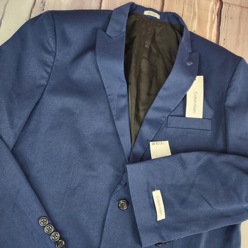 Calvin Klein Formal Suit Jacket Blue Boys Size 18 Husky 1 Piece No Pants New