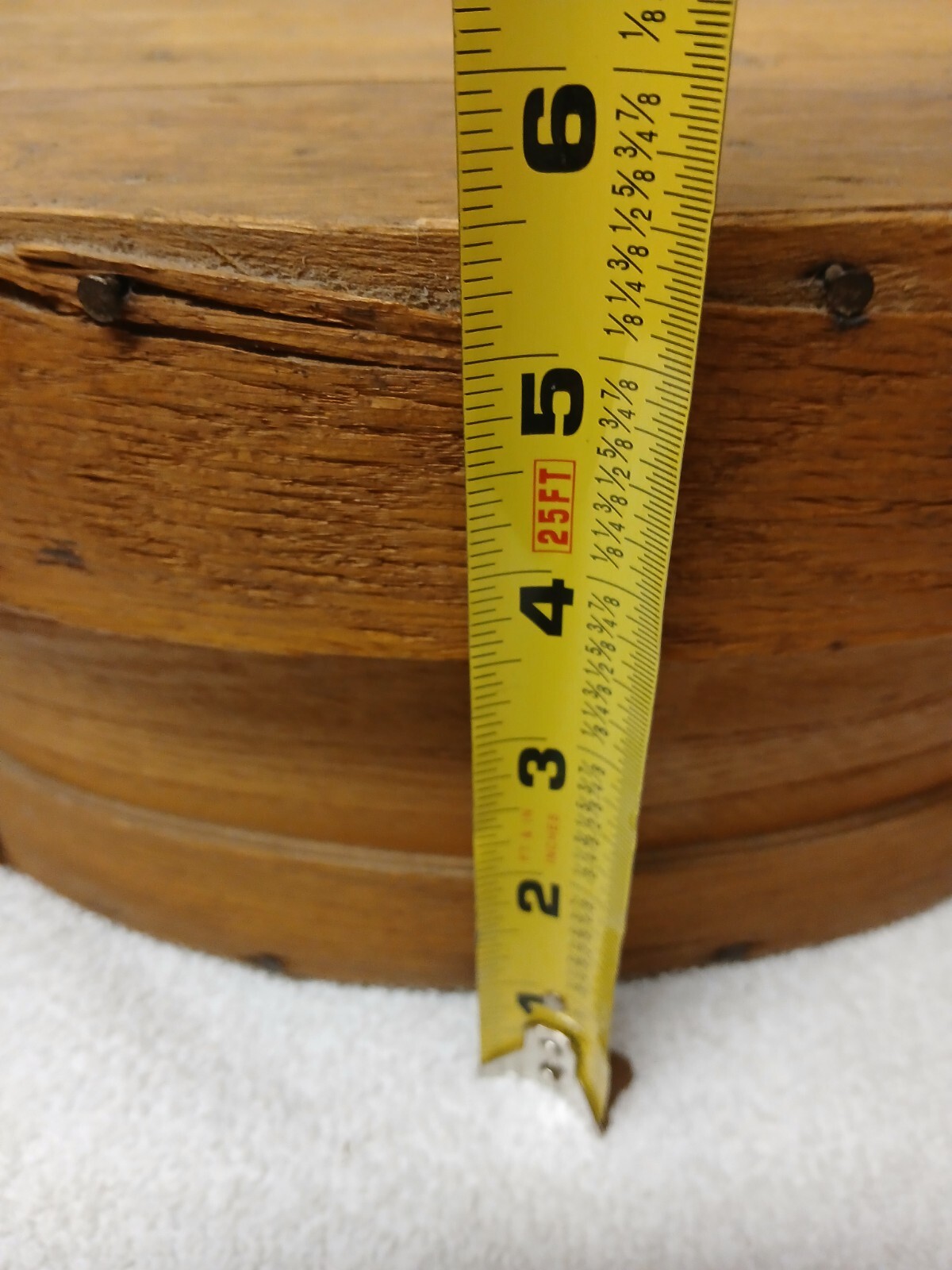 Vintage Round Banded Wood Cheese Pantry Box 