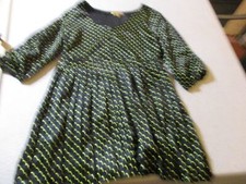 Womens princess Vera Wang black green polka Dot dress sz 5