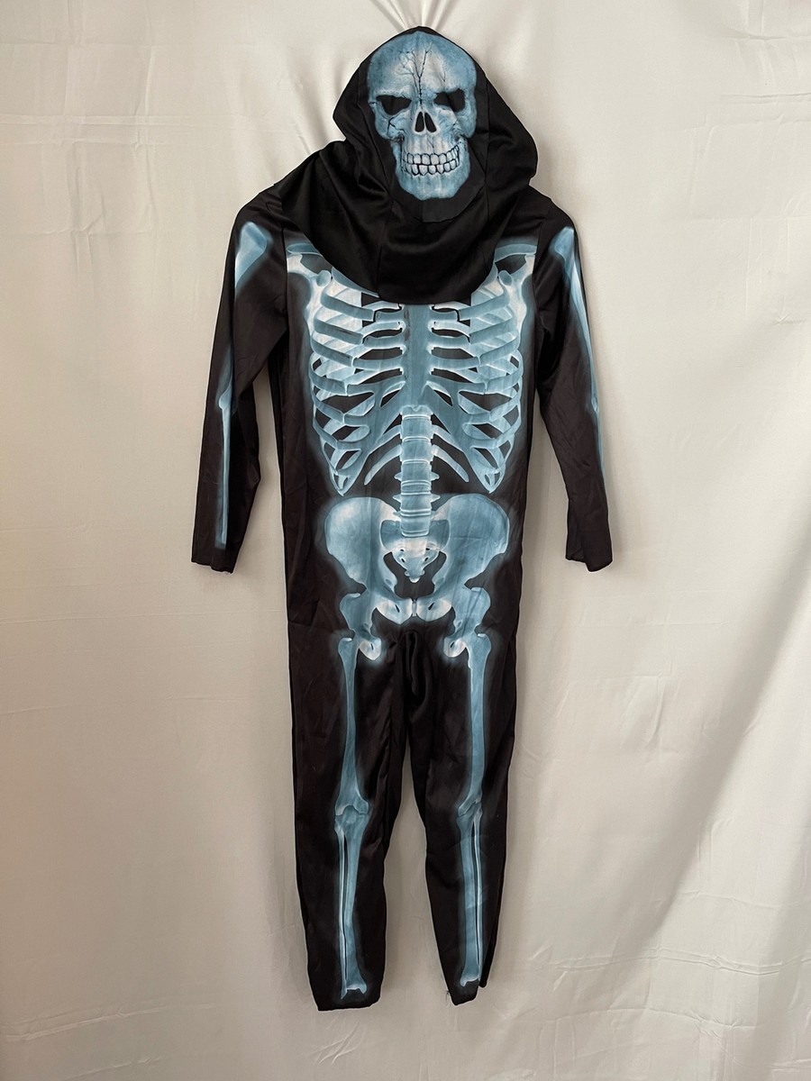 Wicked Costumes X-Ray Skinz Kinderkostüm – Skelettdruck, Mit Kapuze, Größe M (5-7 Jahre), Schwarz