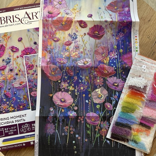 Abris Art Bead Embroidery Kit Spring Moment, Needlepoint Kit, DIY Beaded Flowers - Picture 9 of 14