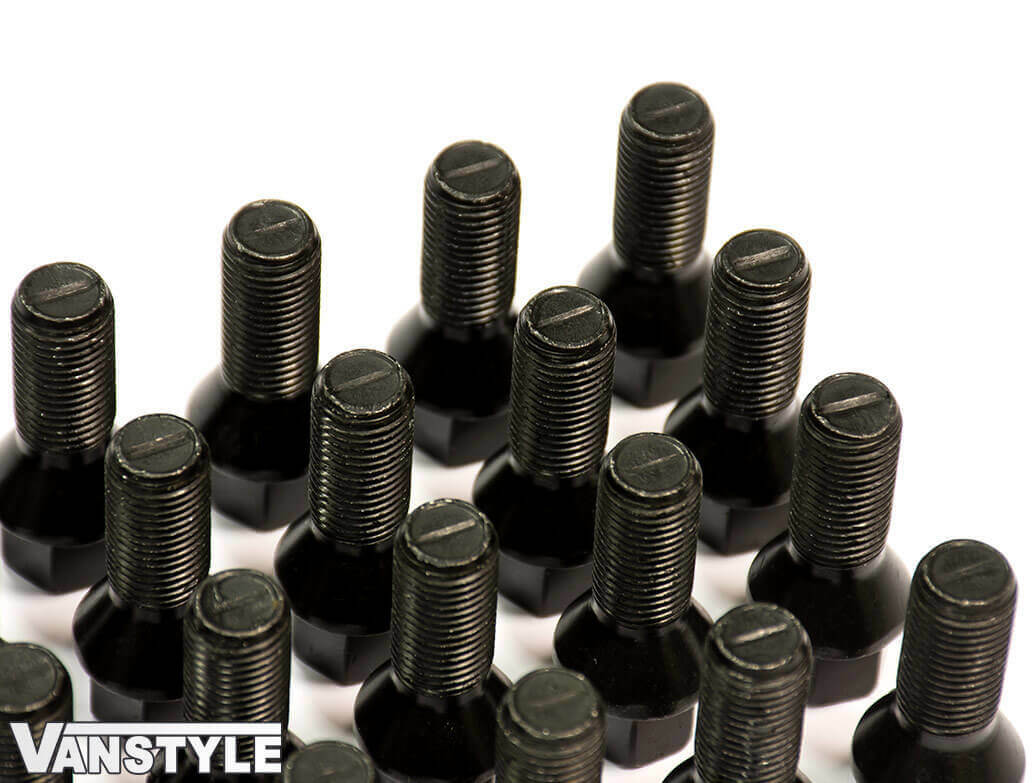 FOR VAUXHALL VIVARO 01>14 GLOSS BLACK ALLOY WHEEL BOLTS NUTS SET x20