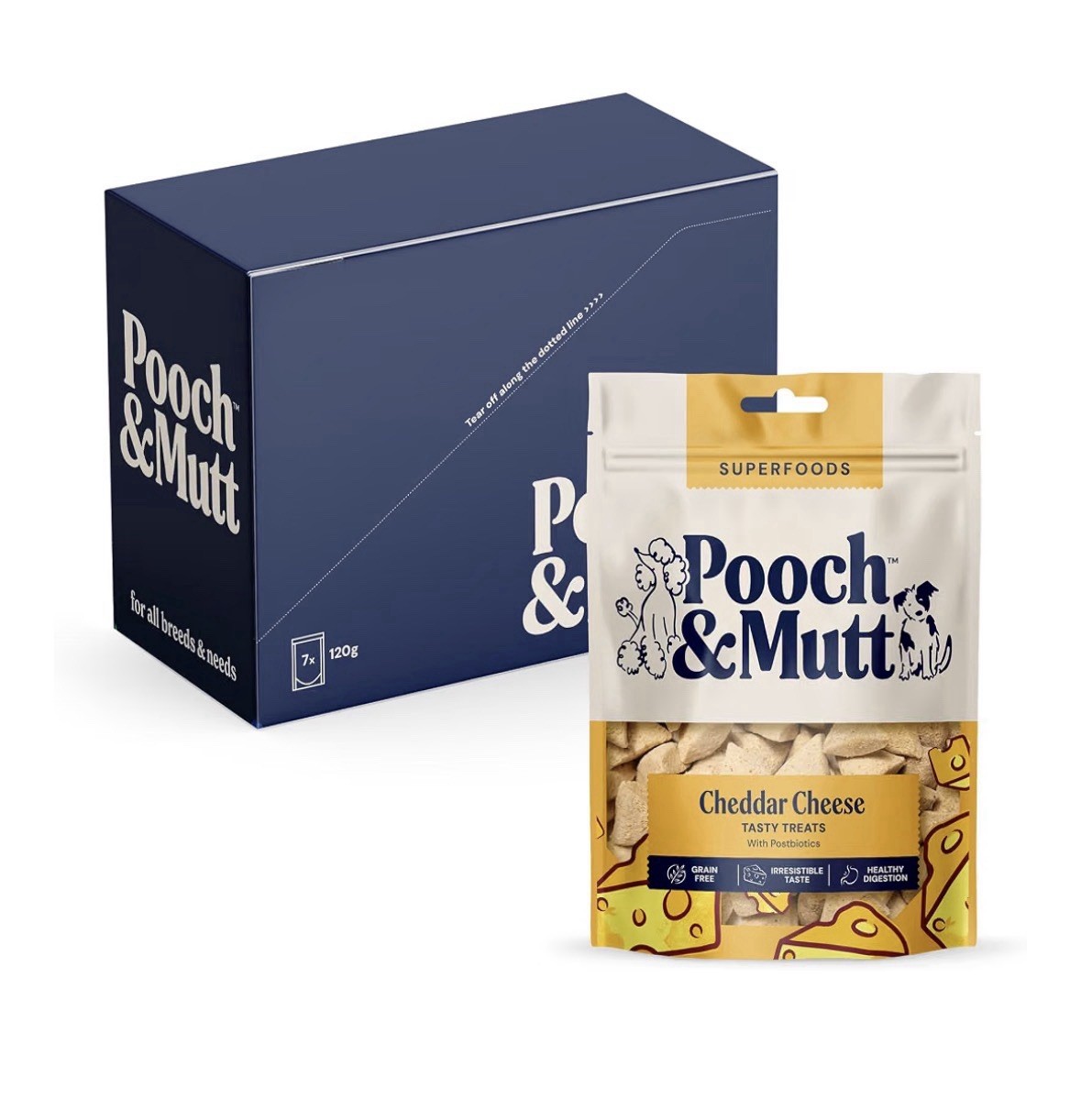 Pooch & Mutt Cheddar Cheese Nutty Dog Treats, Vegan Grain Free, 7x120g