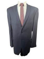 CALVIN KLEIN Mens Navy Blue Wool NOTCH-LAPEL Sport Coat Blazer Jacket 46L