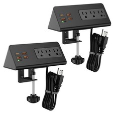Desk Clamp Mount Power Strips, 4 USB Ports 3 AC Outlets Charging Station, PD...