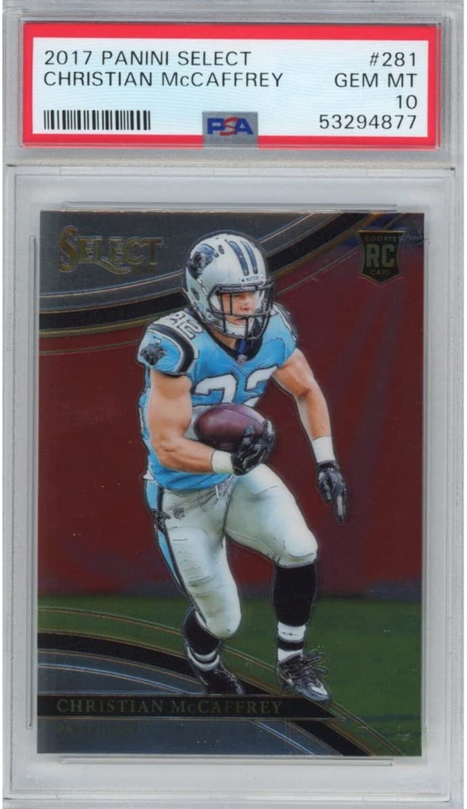 Graded 2017 Panini Select CHRISTIAN MCCAFFREY #281 Rookie Football Card PSA 10