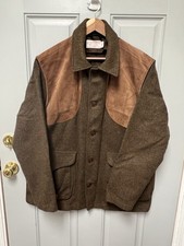 Rare Filson Yukon Tweed Wool/Suede Shooting Clays Coat | Made In USA | Size L