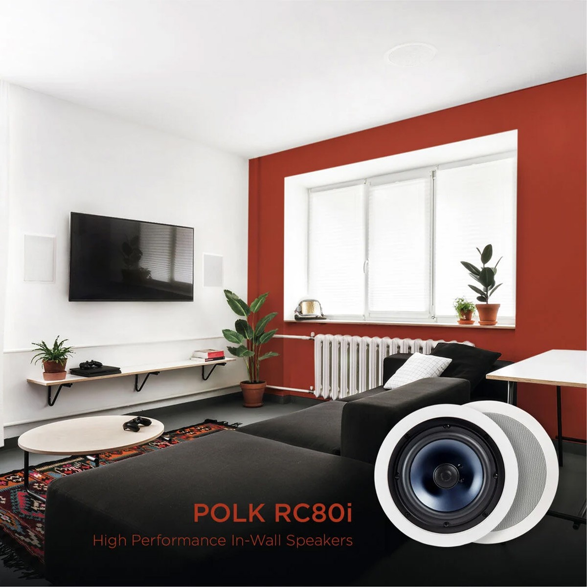Polk Audio RC80I 2 Way In Ceiling Speakers - 4 Pack (White)