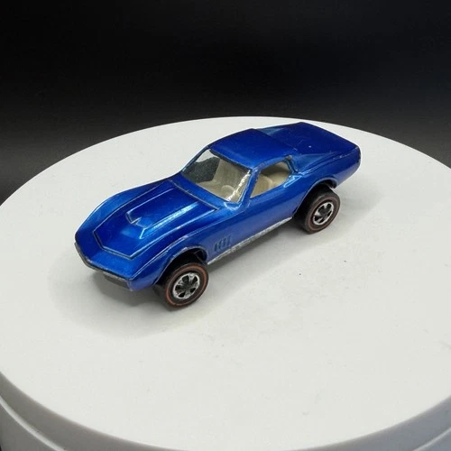 Vintage Hot Wheels Redline Custom Corvette Blue US Base - Near Mint Beauty!