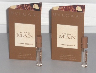 BVLGARI MAN TERRAE ESSENCE Men's Eau de Parfum Spray Sample Vials 2 x .05 oz.