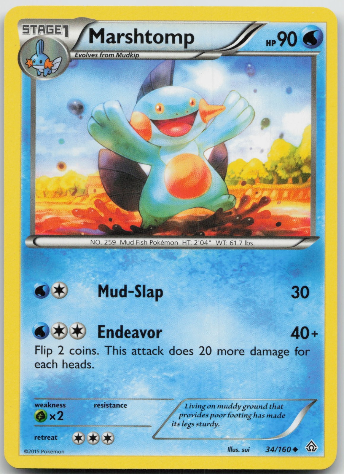 Marshtomp 34/160 Uncommon Primal Clash Pokemon LP/MP